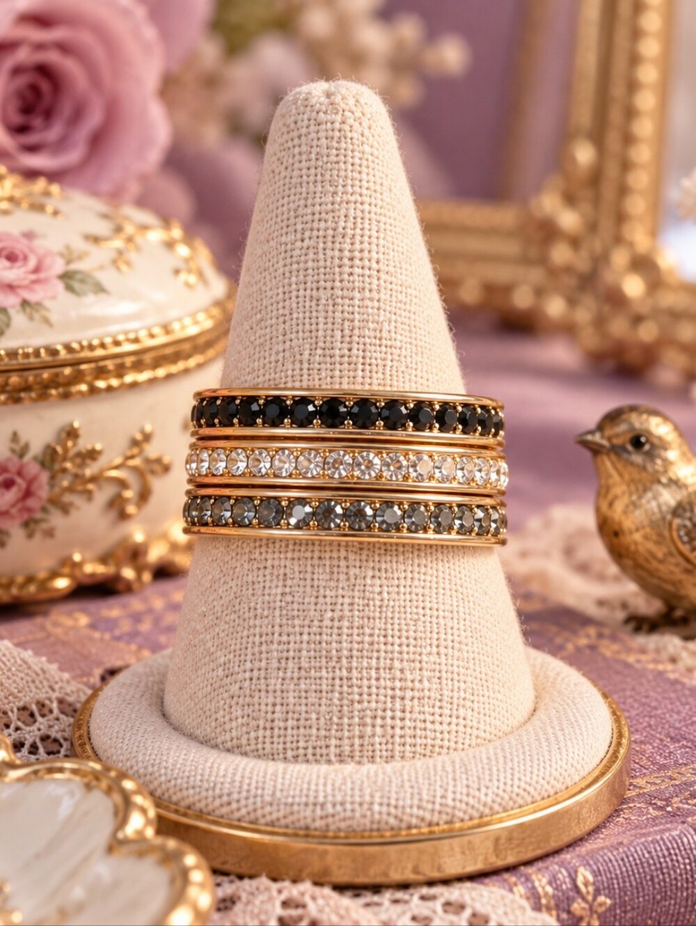 Park Lane Paradigm 3-Piece Crystal Stacking Ring Set Size 7